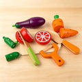 Jessruly® Wooden Pretend Play Set – Realistic Toy Kitchen Food with Cutting Board & Knife